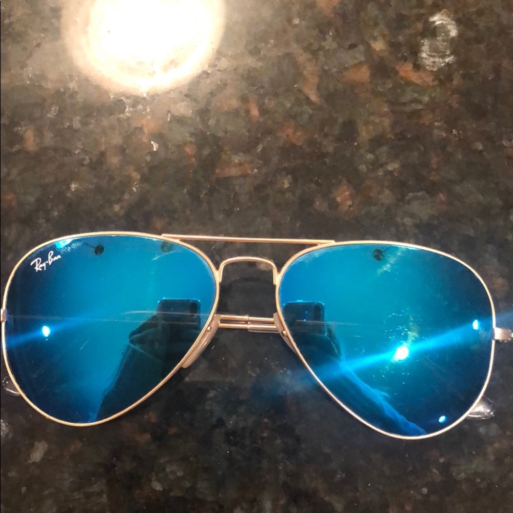 Blue reflective ray ban sunglasses